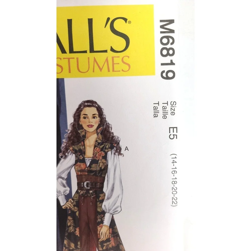 McCalls Costumes Sewing Pattrn M6819 Sz E5 14 16 18 20 22 Factory‎ Fold Uncut